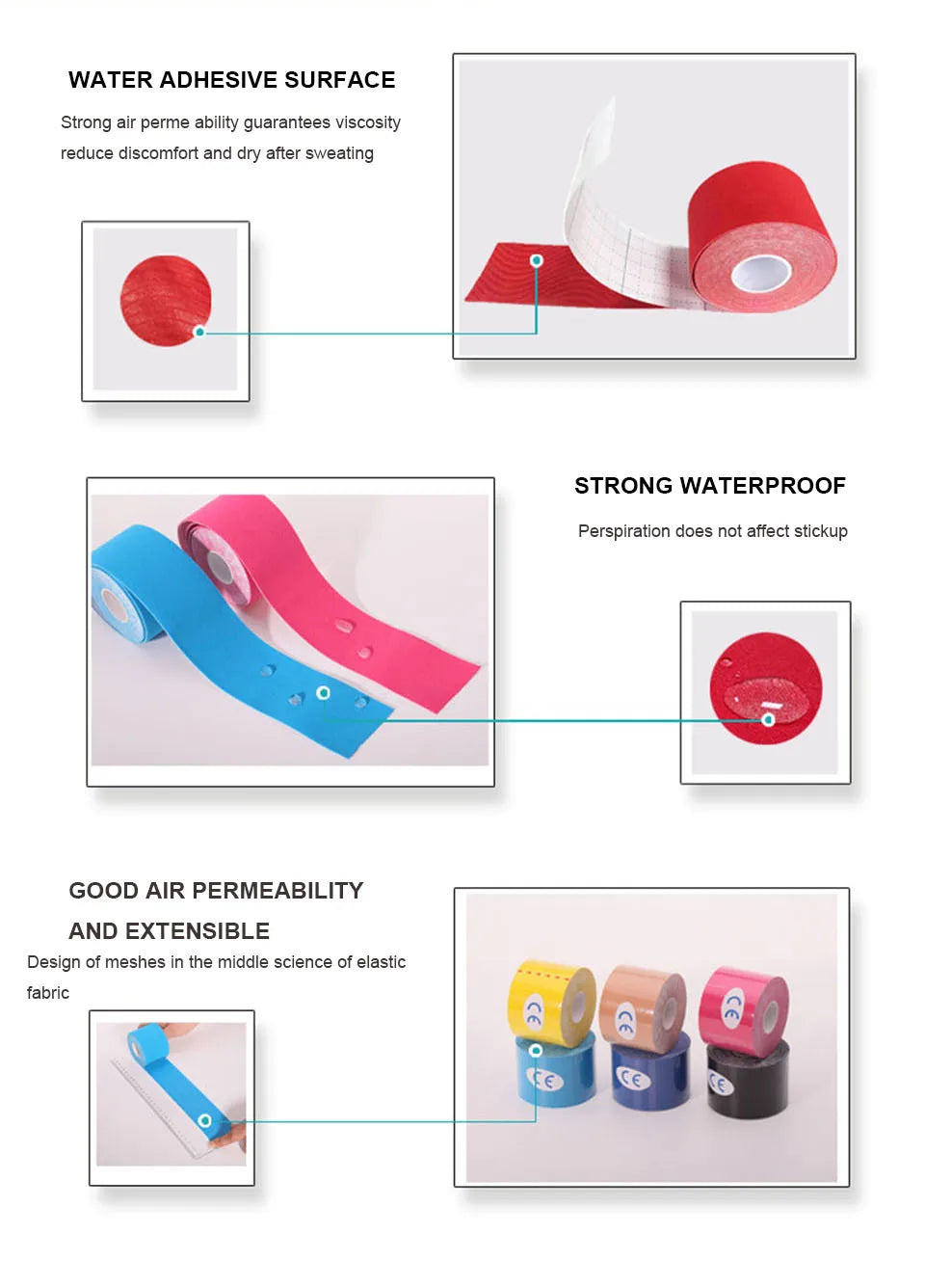 Elastic Tape Kinesiology Athletic Recovery Kneepad Sports Safety Muscle Pain Relief Knee Pads Support Gym Fitness Bandage