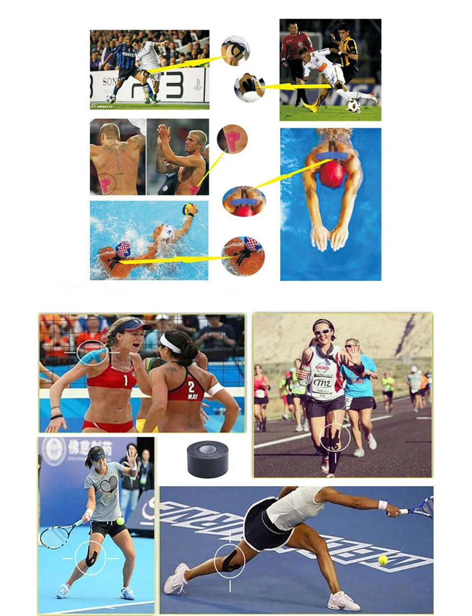 Elastic Tape Kinesiology Athletic Recovery Kneepad Sports Safety Muscle Pain Relief Knee Pads Support Gym Fitness Bandage