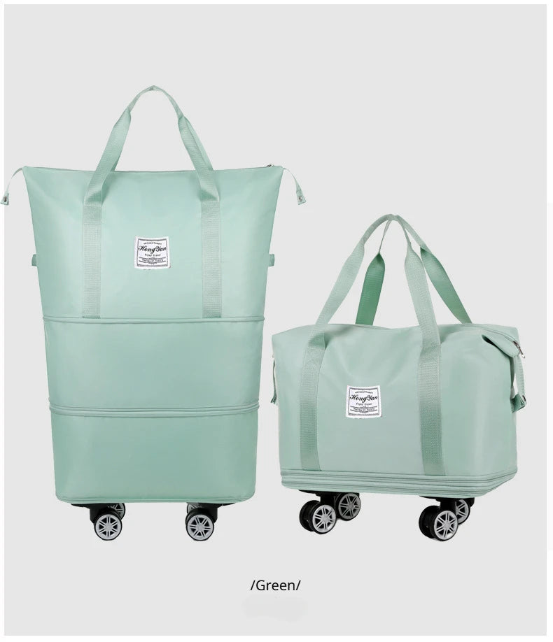 Universal Wheel Expandable Luggage Large Capacity Lightweight Travel Fitness Bag with Dry And Wet Separation Storage