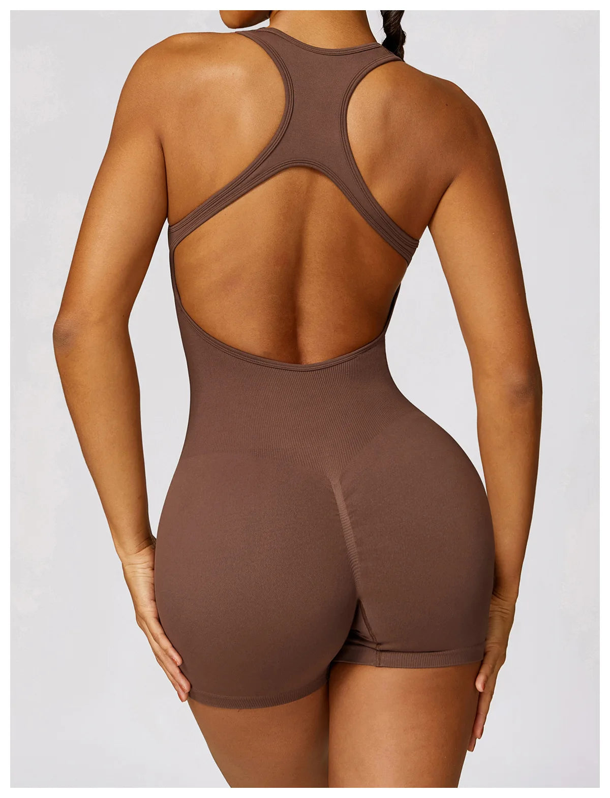 Seamless Gym Sport Short Jumpsuit Women Romper Hollow Backless Scrunch Sexy Monkeys One Piece Outfit Fitness Overalls Playsuit