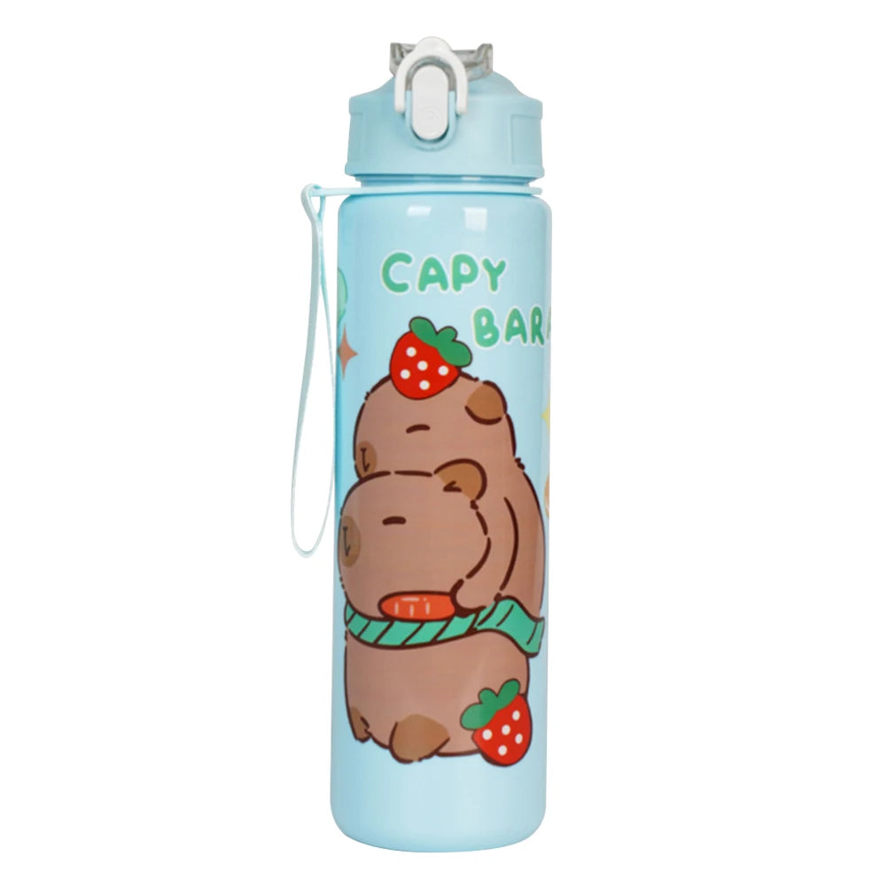 700/800ML Leak-Proof Durable Water Bottle Cute Capybara Water Cup with Carry Strap Portable for Sports Fitness BPA Free Perfect