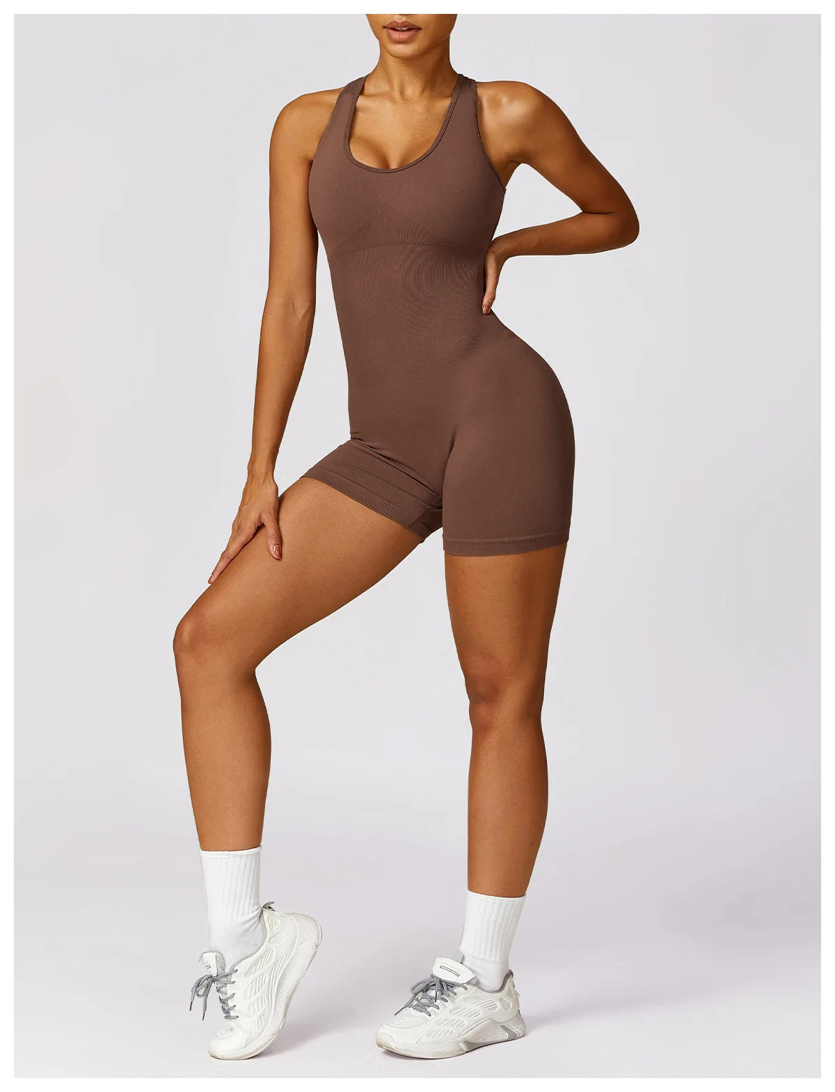 Seamless Gym Sport Short Jumpsuit Women Romper Hollow Backless Scrunch Sexy Monkeys One Piece Outfit Fitness Overalls Playsuit