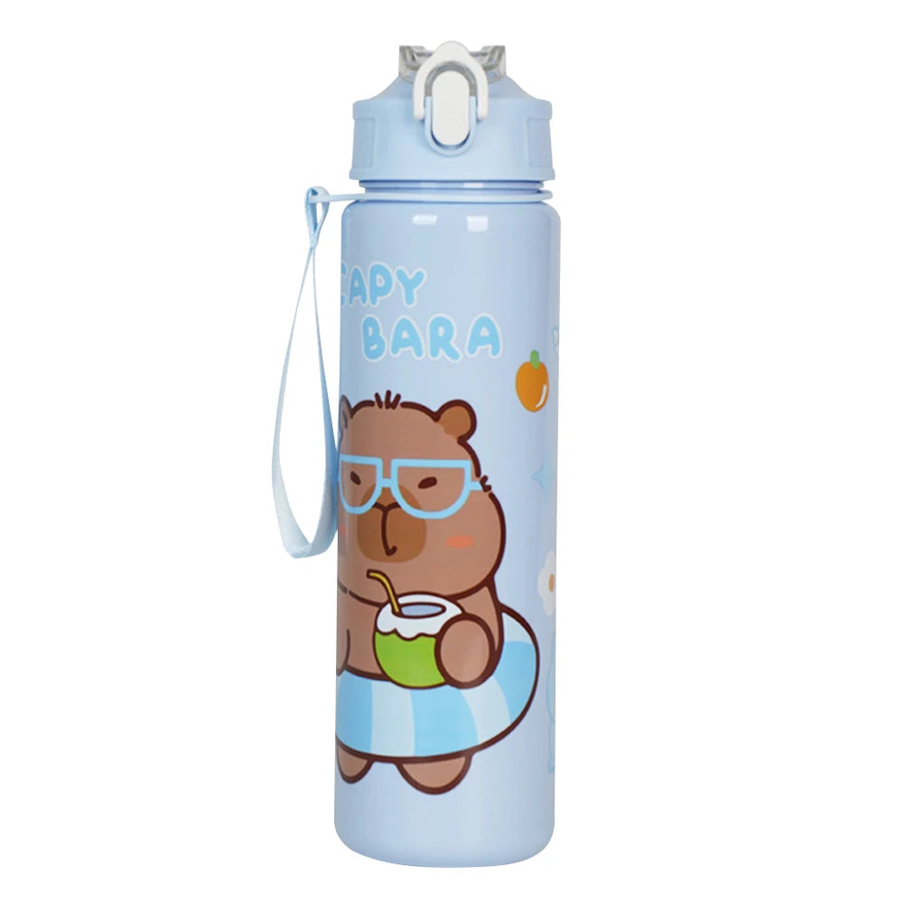 700/800ML Leak-Proof Durable Water Bottle Cute Capybara Water Cup with Carry Strap Portable for Sports Fitness BPA Free Perfect