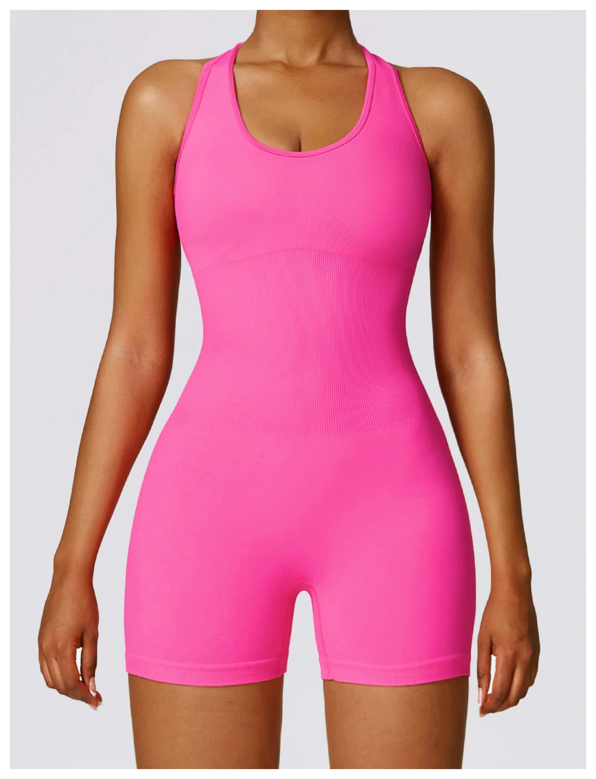 Seamless Gym Sport Short Jumpsuit Women Romper Hollow Backless Scrunch Sexy Monkeys One Piece Outfit Fitness Overalls Playsuit
