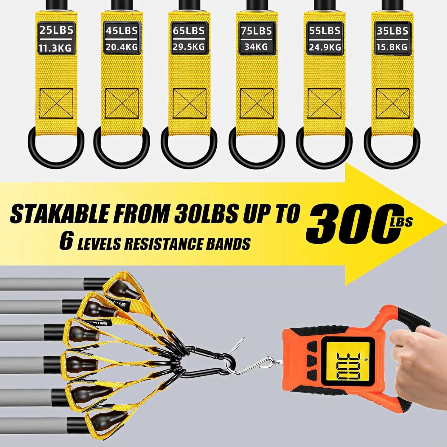 300lbs Fitness Exercises Resistance Bands Set Elastic Tubes Pull Rope Yoga Band Training Workout Equipment for Home Gym Weight