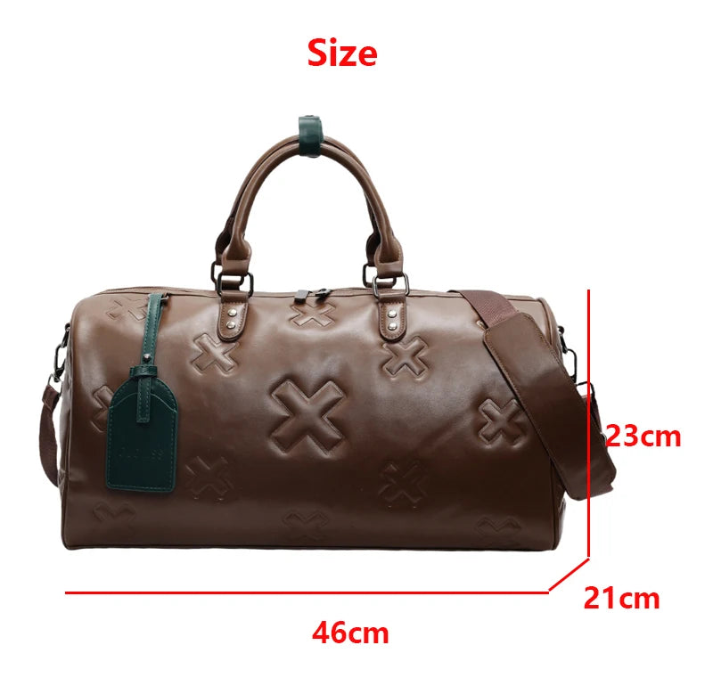 Women'S Travel Duffle Fashion Bag PU Leather Gym Fitness Yoga Luggage Boston Handbag Outdoor Sports Suitcase Shoulder Tote Bag