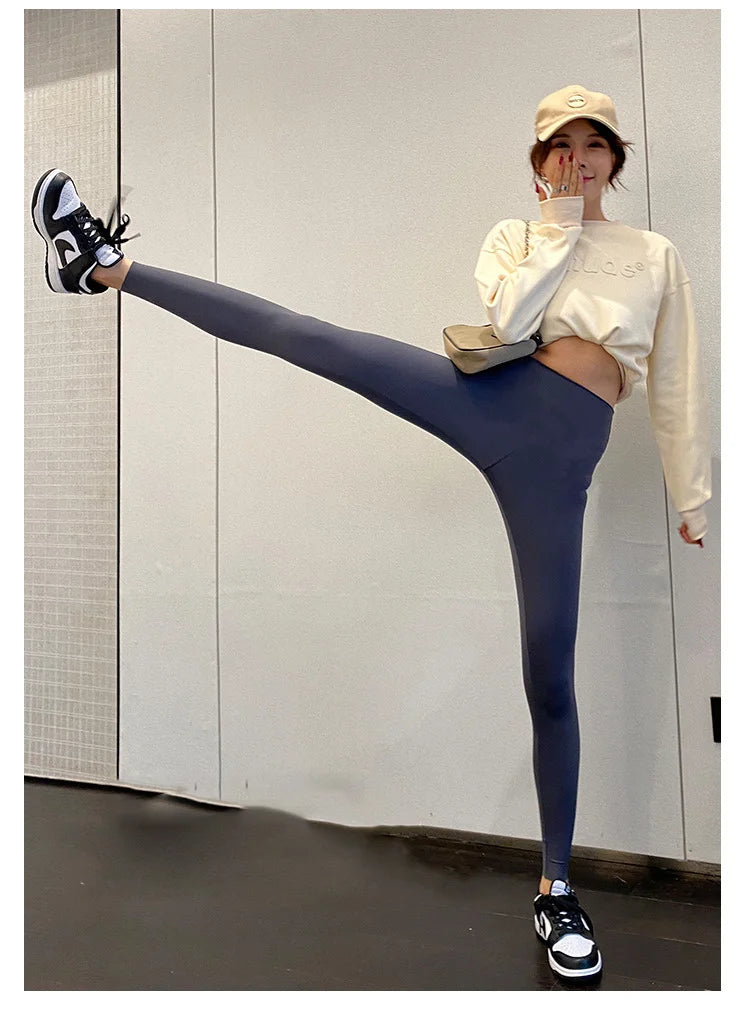 BIVIGAOS Spring New Leisure Shark Leggings Pants Women's Slim Tight-Fitting Elastic High Waist Black Sports Fitness Leggings