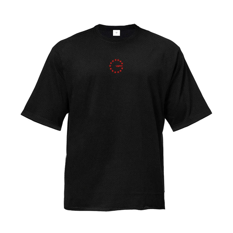 Men's Moisture Wicking Oversized Loose T-Shirt Summer Mesh Quick Dry Sports Fitness Short Sleeve Tops Gym Running Training Tees