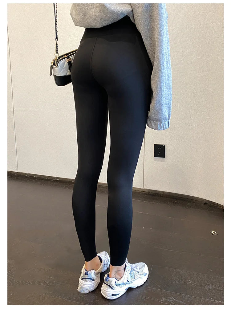 BIVIGAOS Spring New Leisure Shark Leggings Pants Women's Slim Tight-Fitting Elastic High Waist Black Sports Fitness Leggings