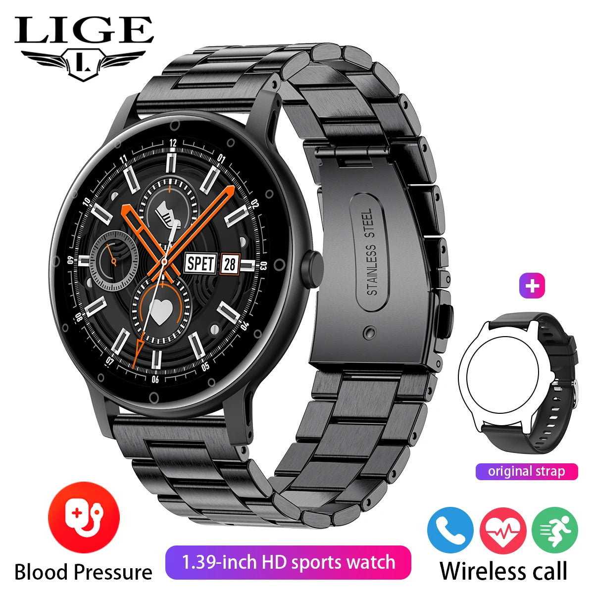 LIGE Bluetooth Call Smart Watch Men Outdoor Sports Fitness Watches Health Monitor Waterproof For Android IOS Smartwatch Women