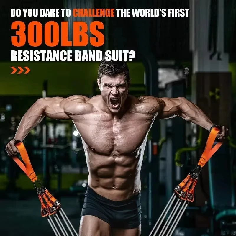300lbs Fitness Exercises Resistance Bands Set Elastic Tubes Pull Rope Yoga Band Training Workout Equipment for Home Gym Weight