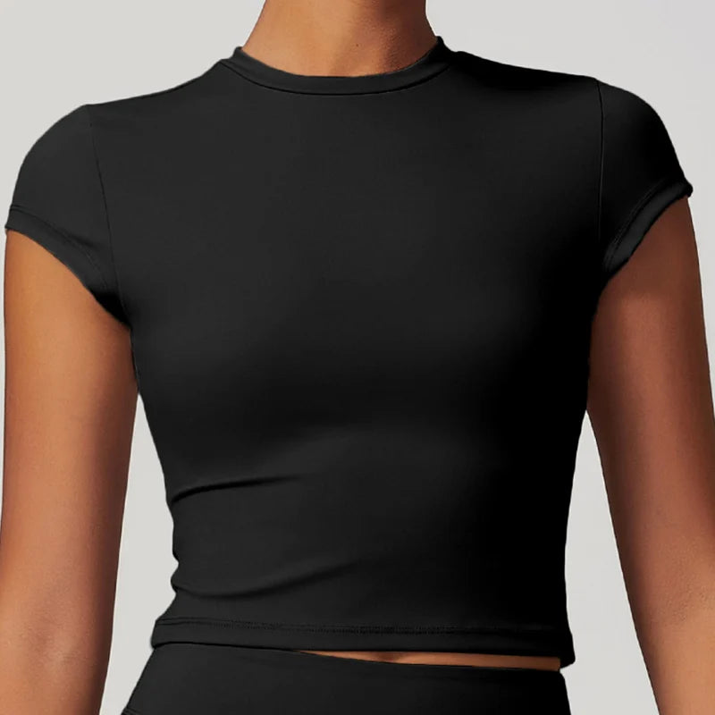 Fitness Sports T-Shirts Short Sleeve Gym Shirt Female Workout Gym Clothes Push Up Quick Dry Running Tops Tights Yoga Shirts