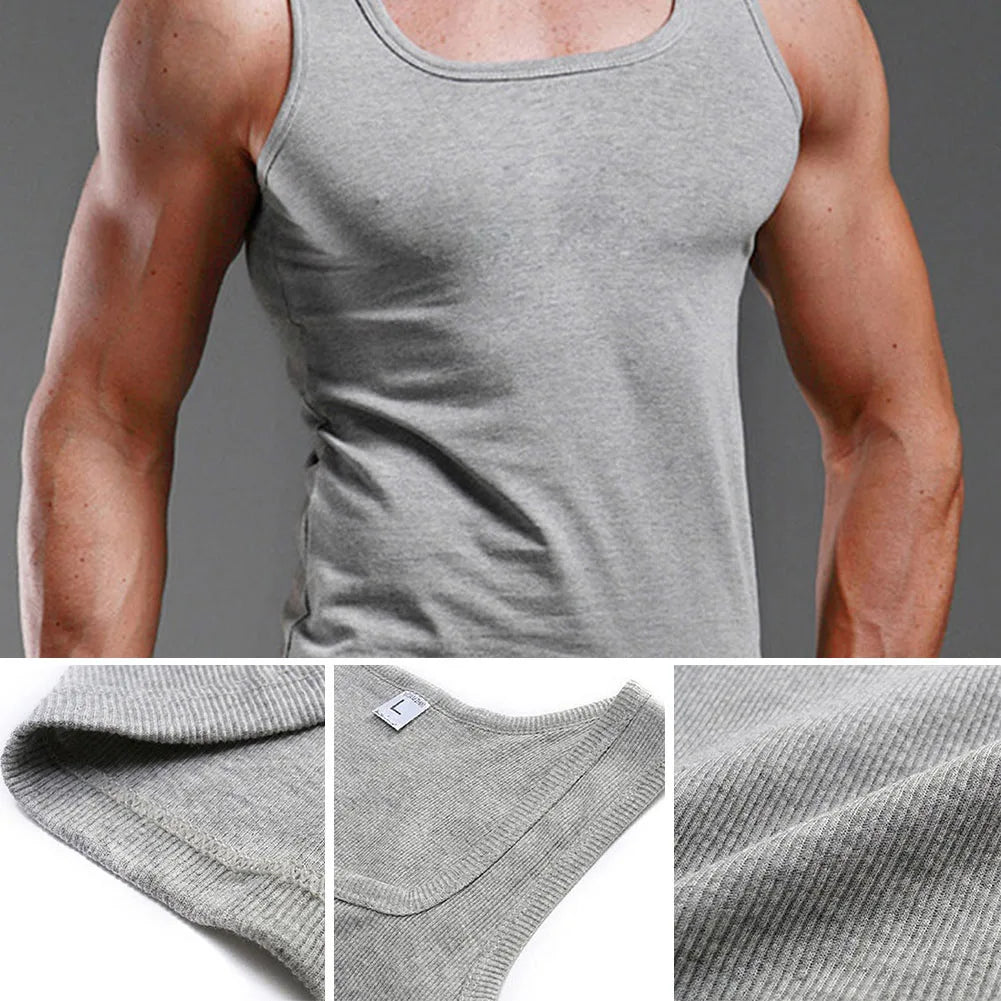 2024 Hot Black White Sleeveless Fitness T-shirts Men Clothing Tank Tops Casual Bodybuilding Vest Male Top Cotton Plus Size Vests