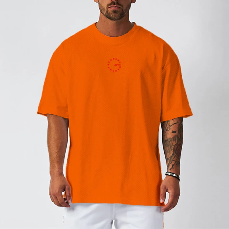 Men's Moisture Wicking Oversized Loose T-Shirt Summer Mesh Quick Dry Sports Fitness Short Sleeve Tops Gym Running Training Tees