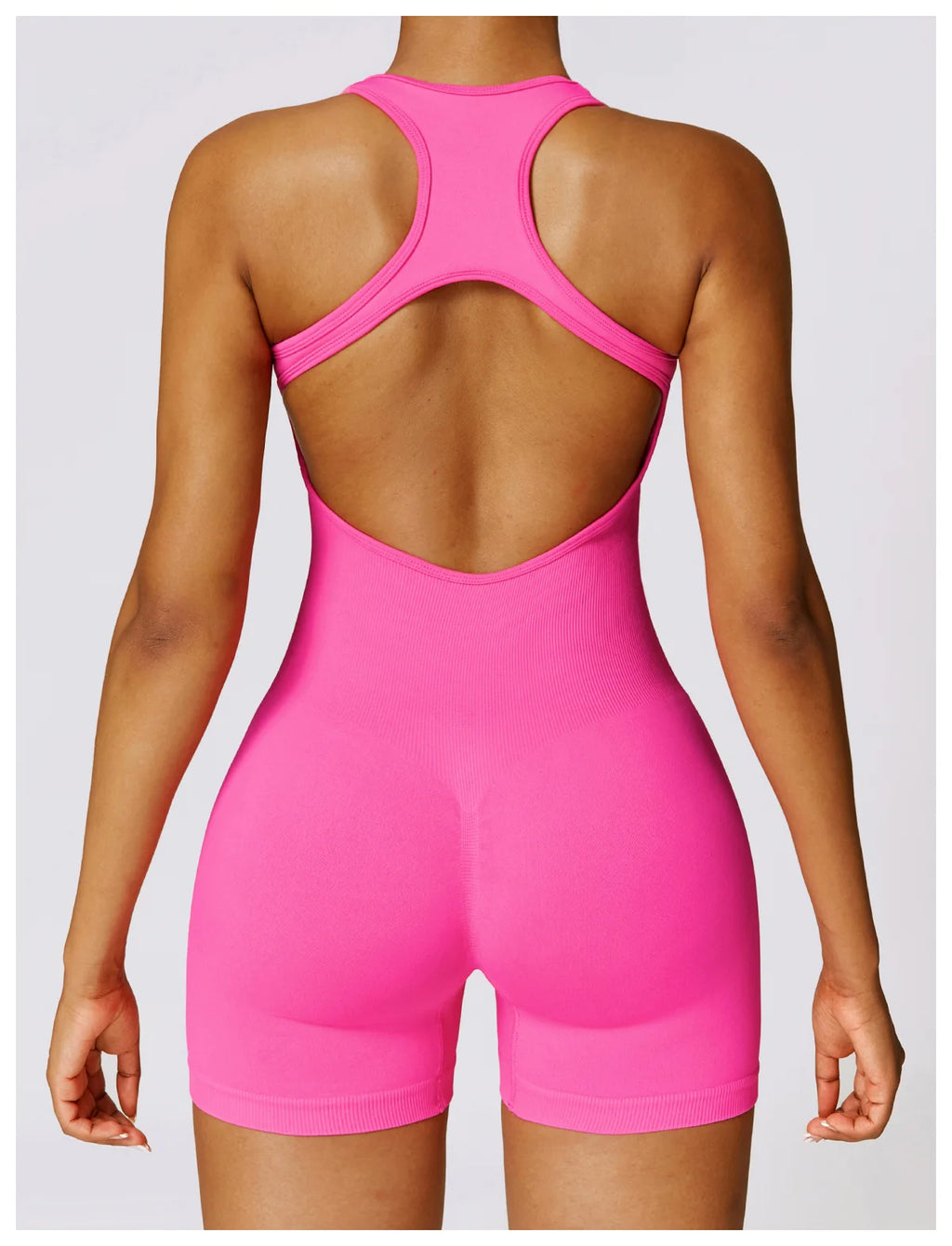 Seamless Gym Sport Short Jumpsuit Women Romper Hollow Backless Scrunch Sexy Monkeys One Piece Outfit Fitness Overalls Playsuit