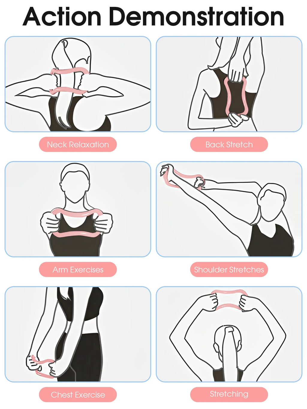 Resistance Bands with Foam Sport At Home Yoga Fitness Accessories Rubber Pull Rope Training and Exercise Gym Equipment for Women