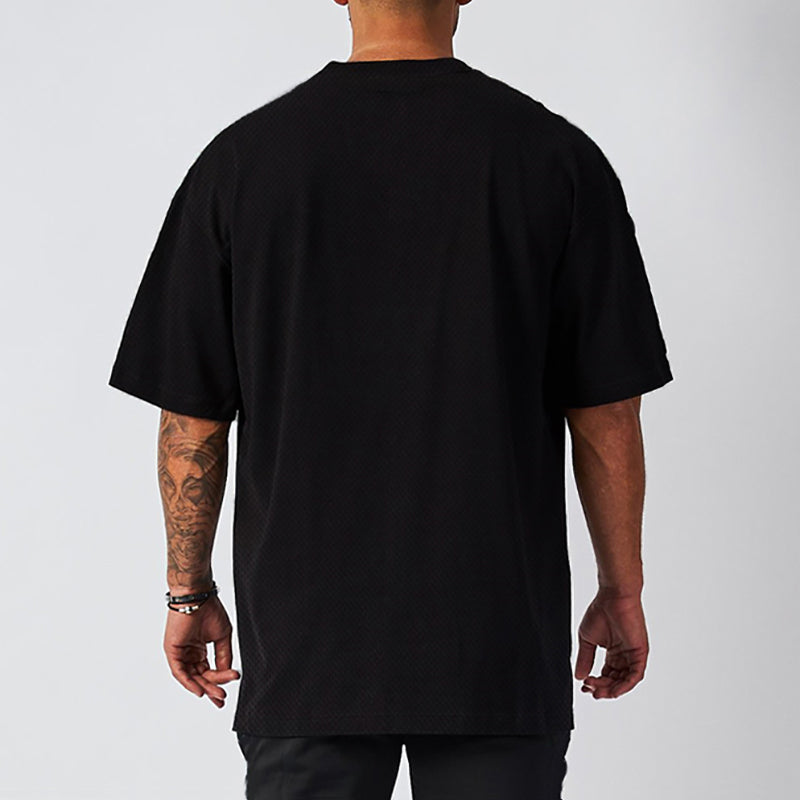 Men's Moisture Wicking Oversized Loose T-Shirt Summer Mesh Quick Dry Sports Fitness Short Sleeve Tops Gym Running Training Tees