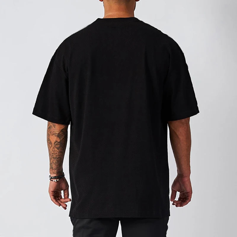 Men's Moisture Wicking Oversized Loose T-Shirt Summer Mesh Quick Dry Sports Fitness Short Sleeve Tops Gym Running Training Tees
