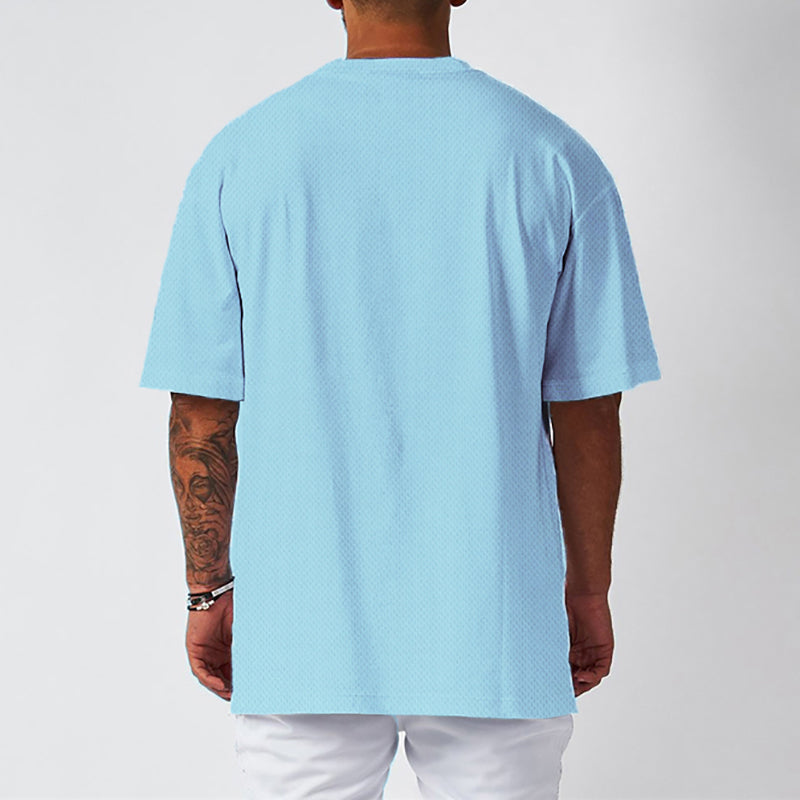 Men's Moisture Wicking Oversized Loose T-Shirt Summer Mesh Quick Dry Sports Fitness Short Sleeve Tops Gym Running Training Tees
