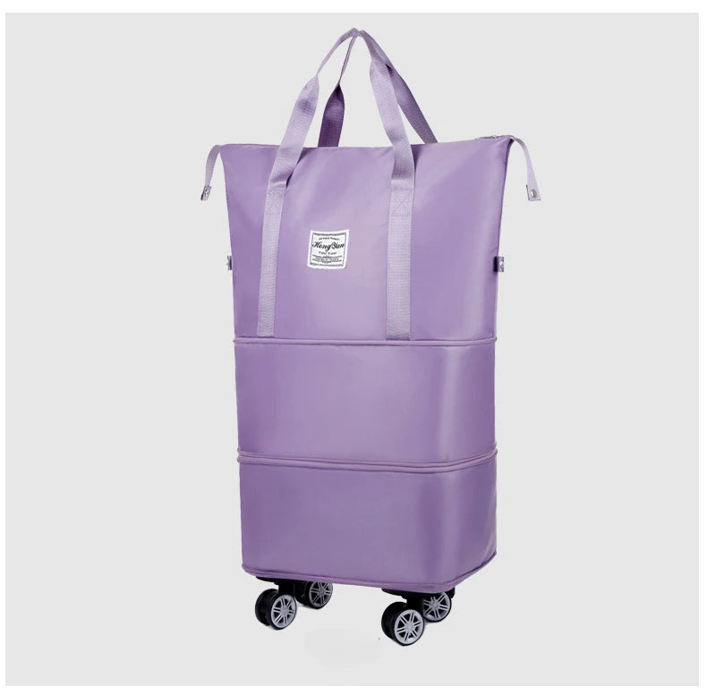 Universal Wheel Expandable Luggage Large Capacity Lightweight Travel Fitness Bag with Dry And Wet Separation Storage