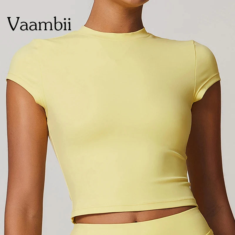 Fitness Sports T-Shirts Short Sleeve Gym Shirt Female Workout Gym Clothes Push Up Quick Dry Running Tops Tights Yoga Shirts
