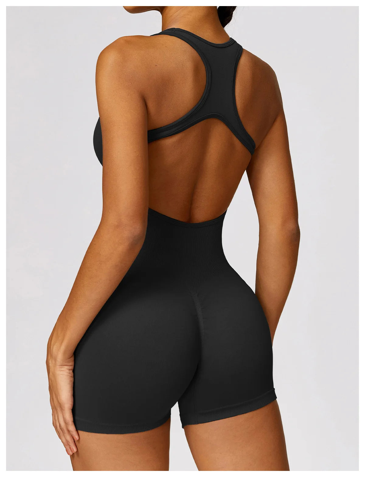 Seamless Gym Sport Short Jumpsuit Women Romper Hollow Backless Scrunch Sexy Monkeys One Piece Outfit Fitness Overalls Playsuit