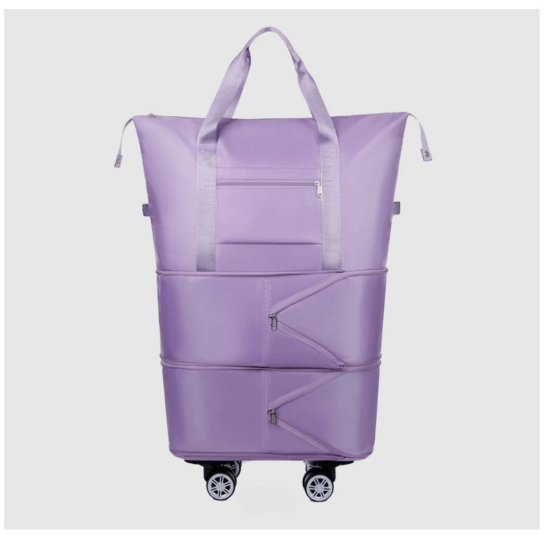 Universal Wheel Expandable Luggage Large Capacity Lightweight Travel Fitness Bag with Dry And Wet Separation Storage