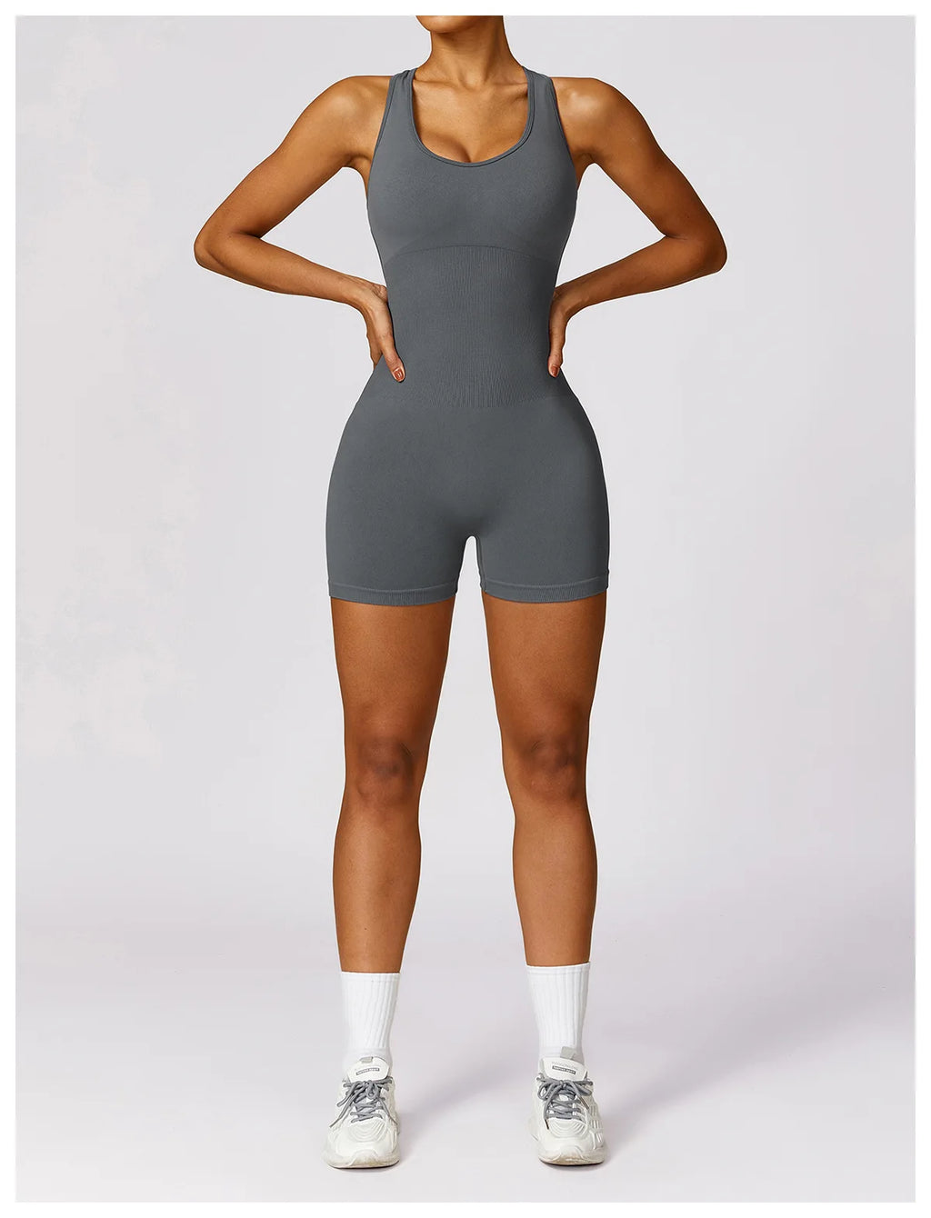 Seamless Gym Sport Short Jumpsuit Women Romper Hollow Backless Scrunch Sexy Monkeys One Piece Outfit Fitness Overalls Playsuit