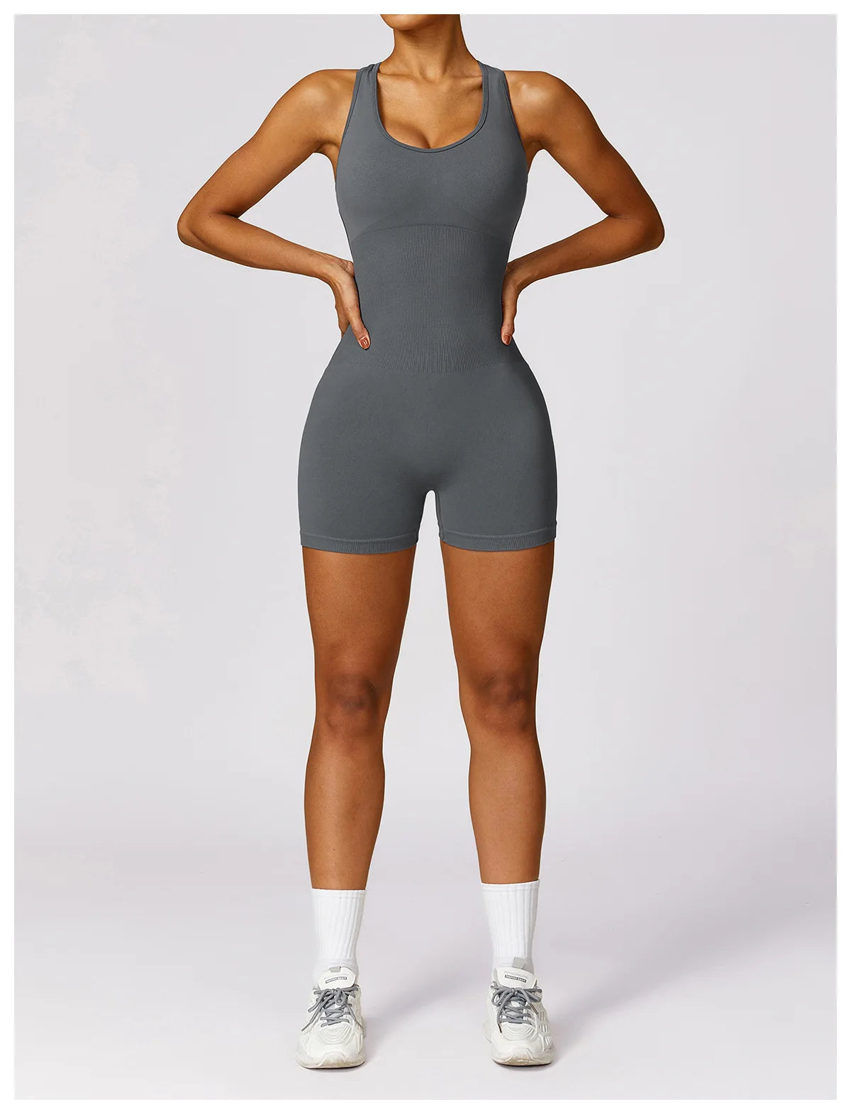 Seamless Gym Sport Short Jumpsuit Women Romper Hollow Backless Scrunch Sexy Monkeys One Piece Outfit Fitness Overalls Playsuit