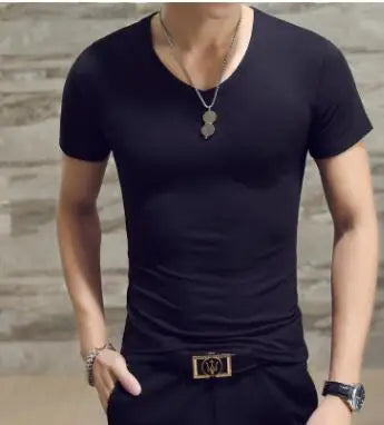 New Top Tees Man T Shirt Fitness T-shirts Mens V Neck Man T-shirt for Male Tshirts 4XL Plus Size Oversized T Shirt  Men Clothing