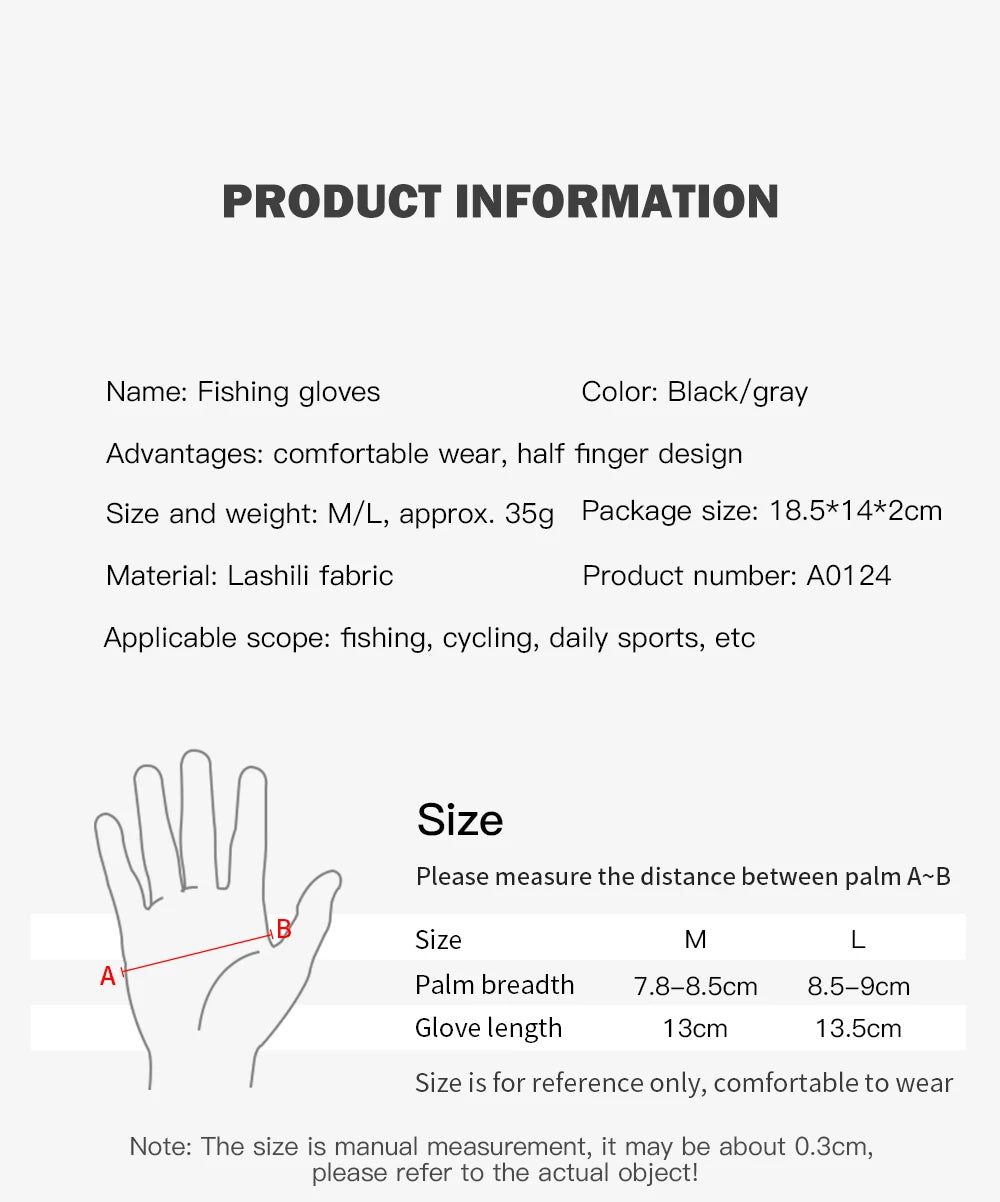 Kyncilor Half Finger Outdoor Professional Fishing Bicycle Fitness Leisure Sports Gloves Anti Slip Wear Resistant Fishing Gloves