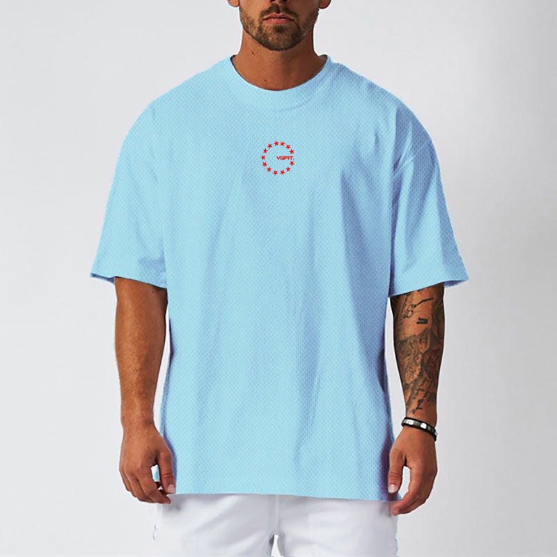 Men's Moisture Wicking Oversized Loose T-Shirt Summer Mesh Quick Dry Sports Fitness Short Sleeve Tops Gym Running Training Tees