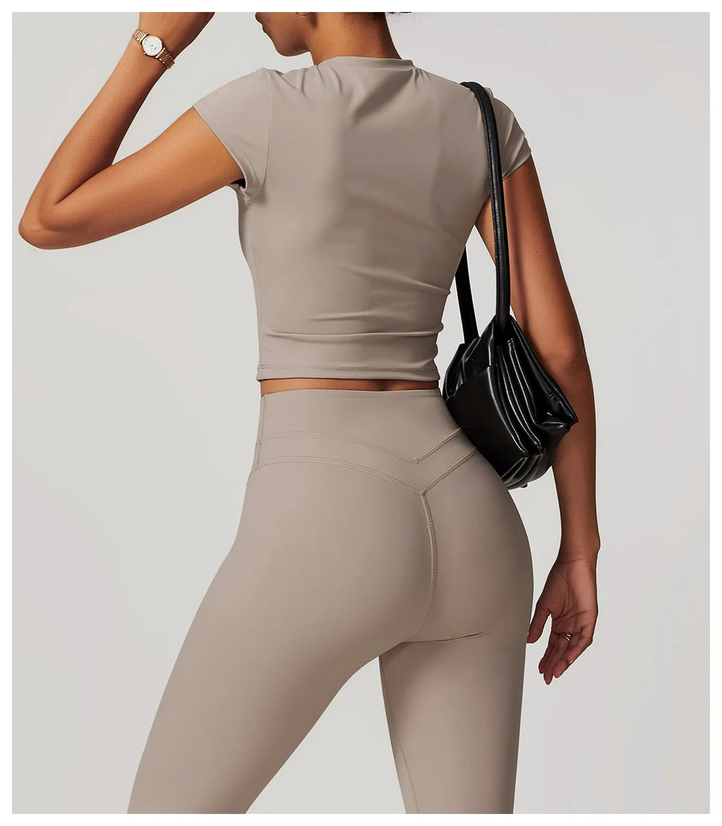 Fitness Sports T-Shirts Short Sleeve Gym Shirt Female Workout Gym Clothes Push Up Quick Dry Running Tops Tights Yoga Shirts