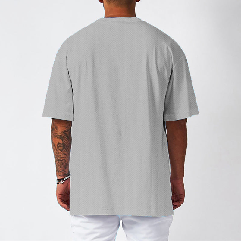Men's Moisture Wicking Oversized Loose T-Shirt Summer Mesh Quick Dry Sports Fitness Short Sleeve Tops Gym Running Training Tees