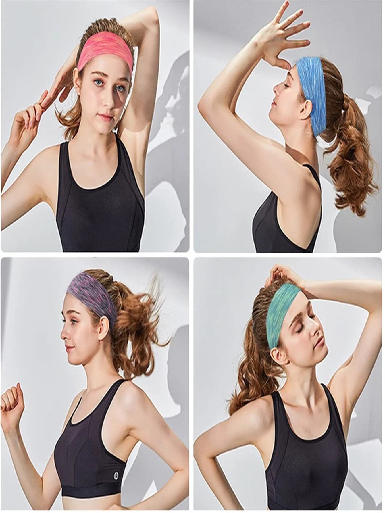 Multicolored Elastic Sporty Headband, Unisex High-Stretch Sweat-Absorbing Yoga Hair Band, Running Fitness Workout Sports Sweat B