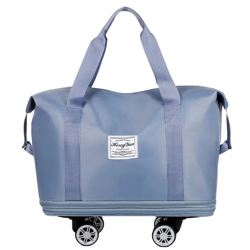 Universal Wheel Expandable Luggage Large Capacity Lightweight Travel Fitness Bag with Dry And Wet Separation Storage