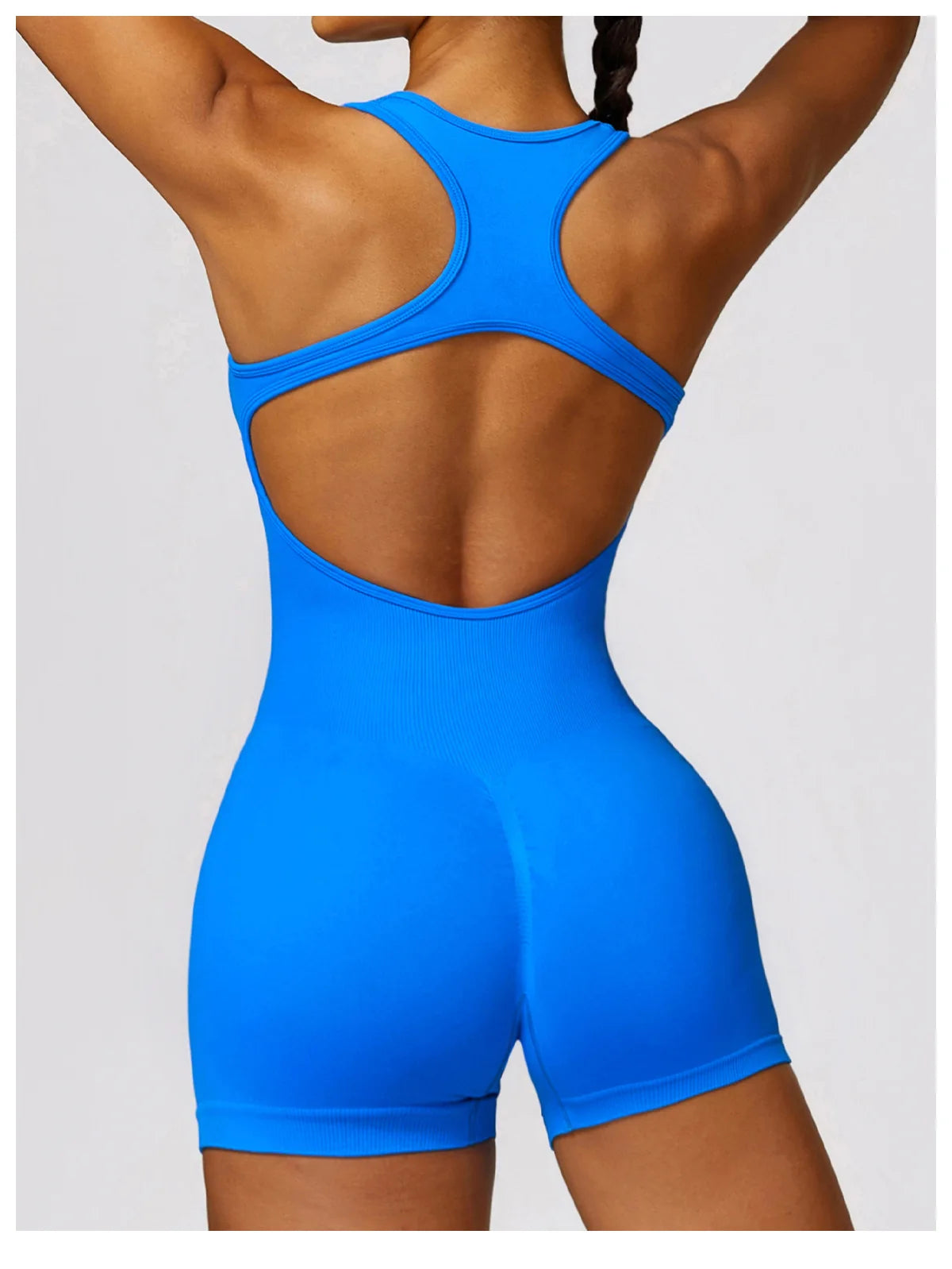 Seamless Gym Sport Short Jumpsuit Women Romper Hollow Backless Scrunch Sexy Monkeys One Piece Outfit Fitness Overalls Playsuit