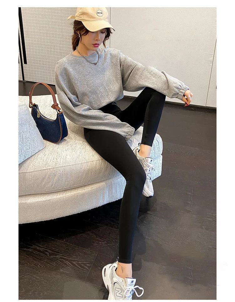 BIVIGAOS Spring New Leisure Shark Leggings Pants Women's Slim Tight-Fitting Elastic High Waist Black Sports Fitness Leggings