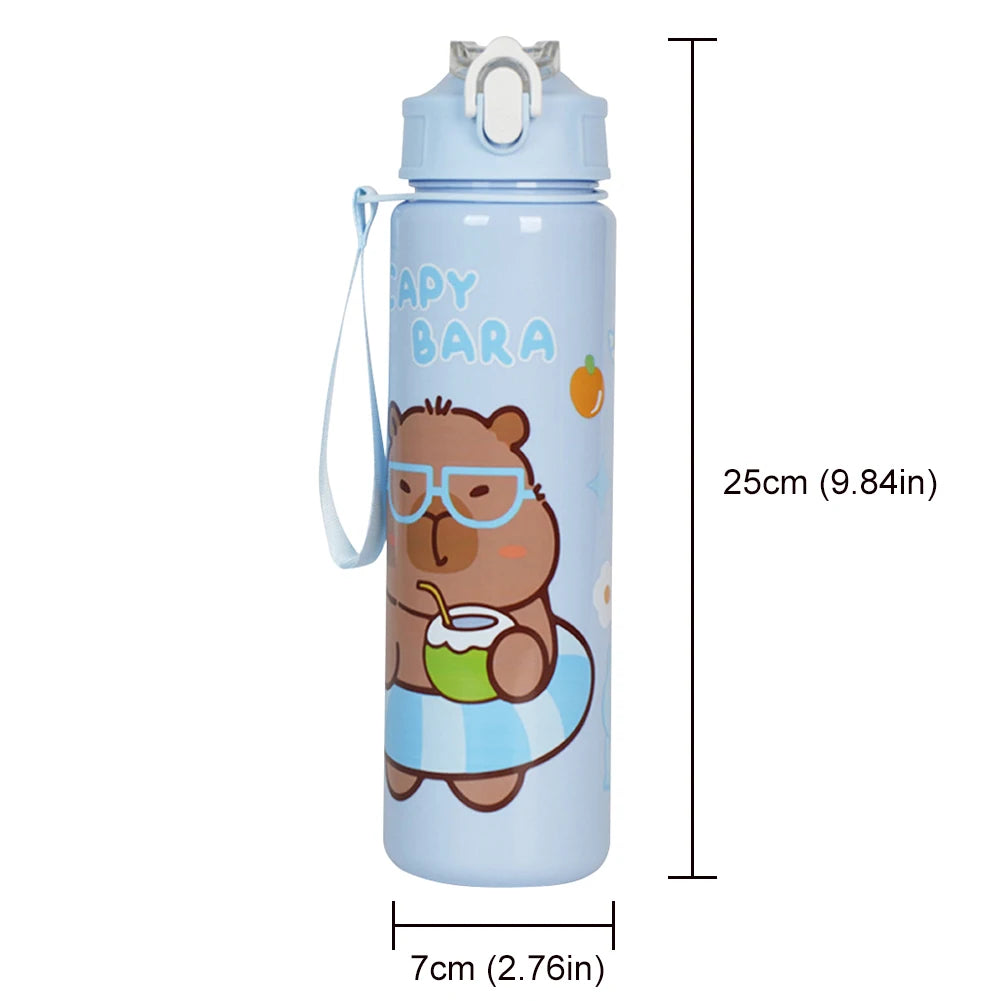 700/800ML Leak-Proof Durable Water Bottle Cute Capybara Water Cup with Carry Strap Portable for Sports Fitness BPA Free Perfect