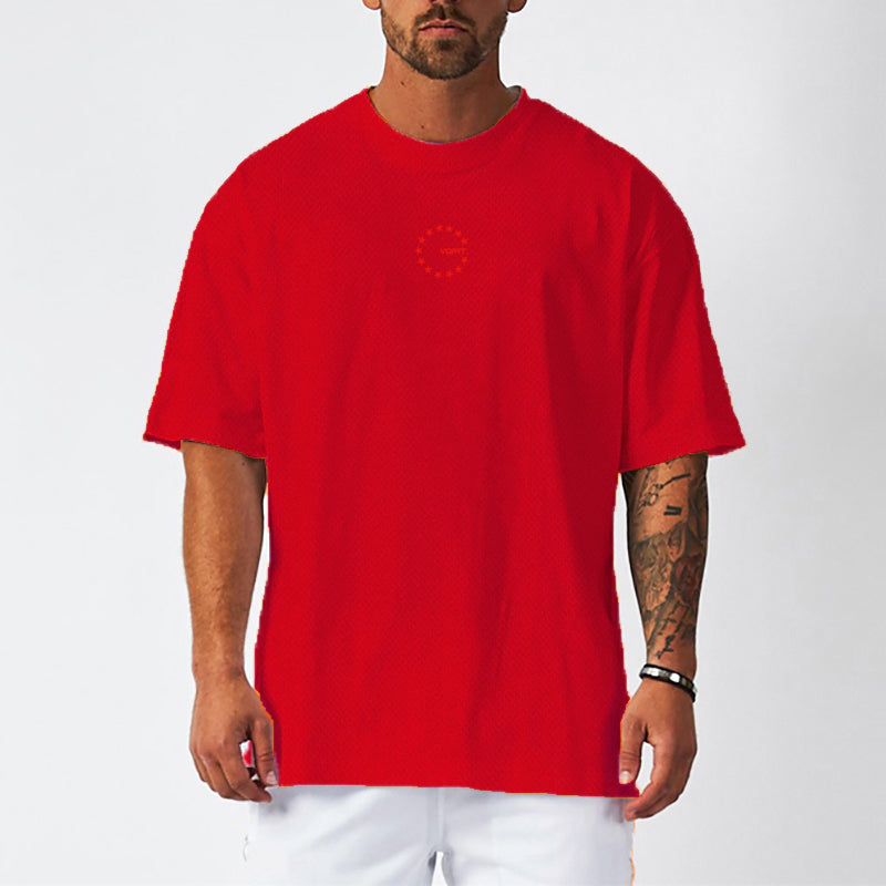 Men's Moisture Wicking Oversized Loose T-Shirt Summer Mesh Quick Dry Sports Fitness Short Sleeve Tops Gym Running Training Tees