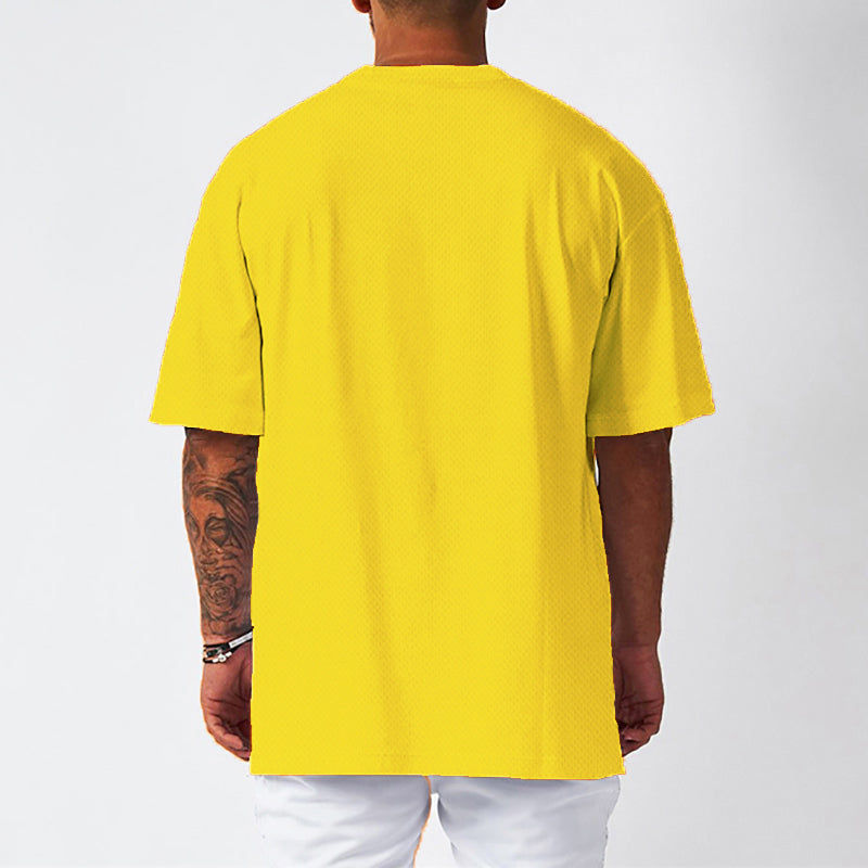 Men's Moisture Wicking Oversized Loose T-Shirt Summer Mesh Quick Dry Sports Fitness Short Sleeve Tops Gym Running Training Tees