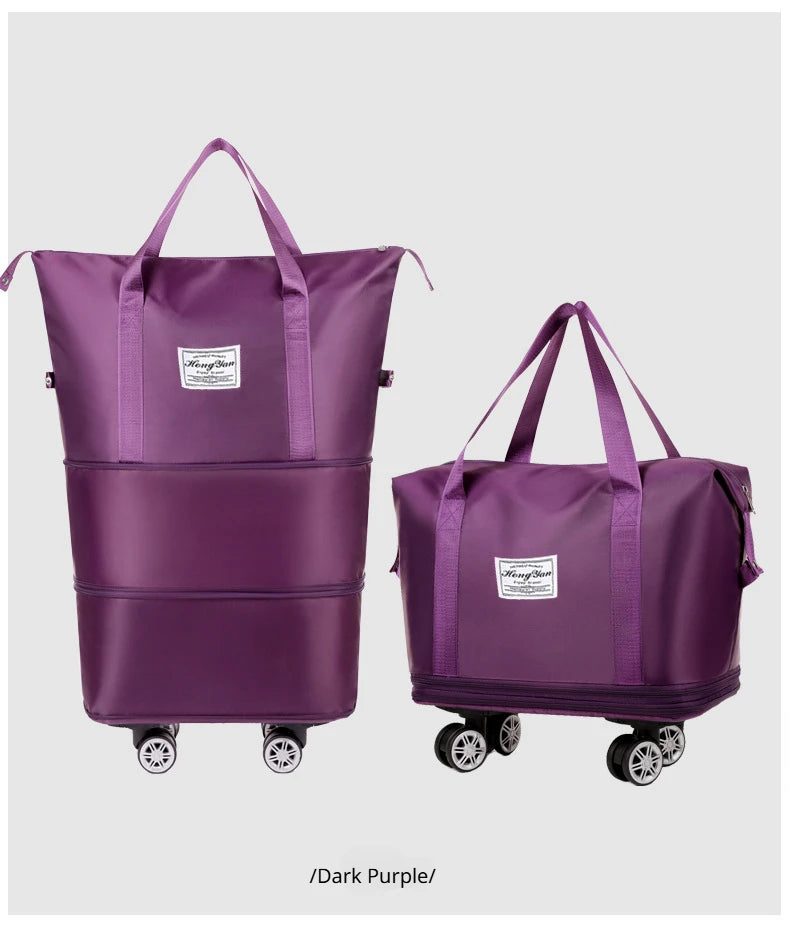 Universal Wheel Expandable Luggage Large Capacity Lightweight Travel Fitness Bag with Dry And Wet Separation Storage