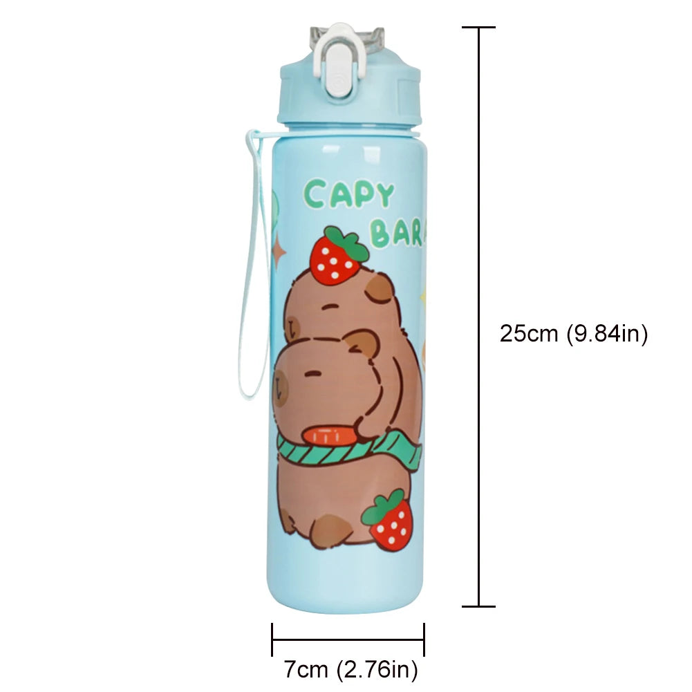 700/800ML Leak-Proof Durable Water Bottle Cute Capybara Water Cup with Carry Strap Portable for Sports Fitness BPA Free Perfect