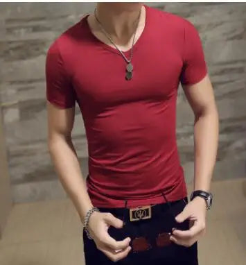 New Top Tees Man T Shirt Fitness T-shirts Mens V Neck Man T-shirt for Male Tshirts 4XL Plus Size Oversized T Shirt  Men Clothing
