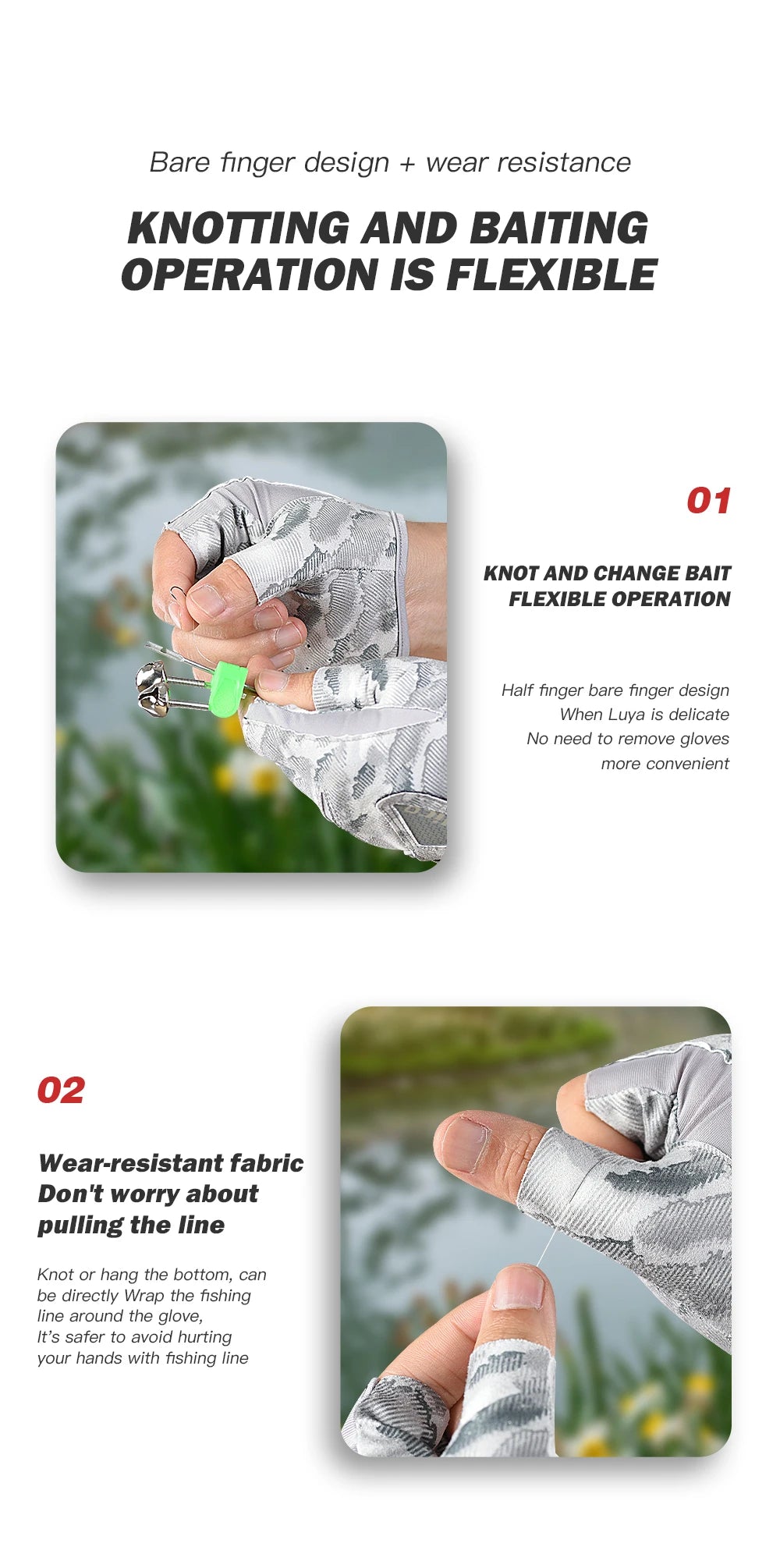 Kyncilor Half Finger Outdoor Professional Fishing Bicycle Fitness Leisure Sports Gloves Anti Slip Wear Resistant Fishing Gloves