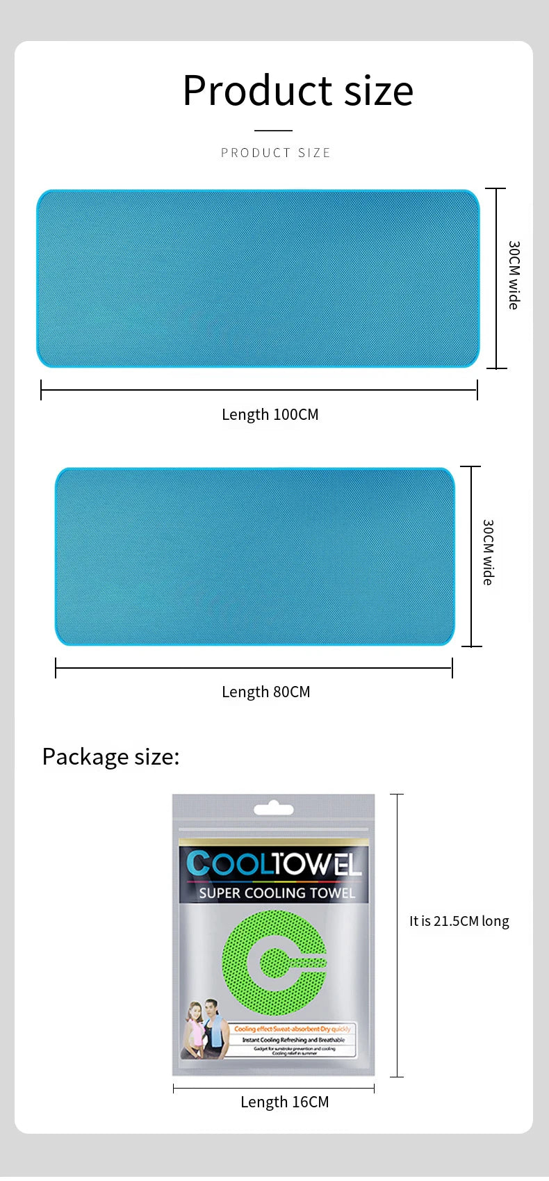 NEW Ice Silk Cooling Towel Fitness Fast-drying Towel Summer Ice Cooling Color Bag Independent Packaging Sports