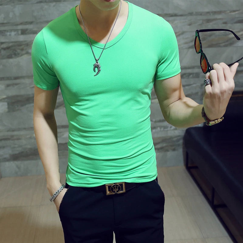 New Top Tees Man T Shirt Fitness T-shirts Mens V Neck Man T-shirt for Male Tshirts 4XL Plus Size Oversized T Shirt  Men Clothing
