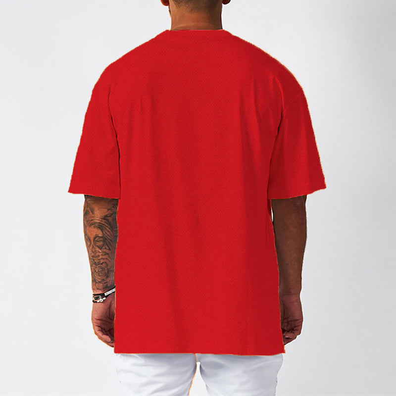 Men's Moisture Wicking Oversized Loose T-Shirt Summer Mesh Quick Dry Sports Fitness Short Sleeve Tops Gym Running Training Tees