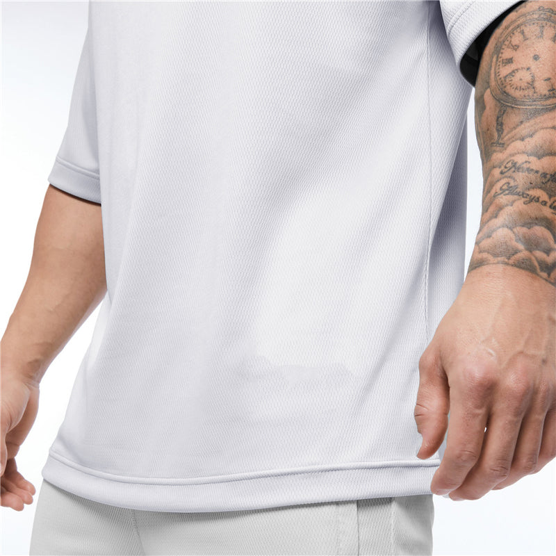 Men's Moisture Wicking Oversized Loose T-Shirt Summer Mesh Quick Dry Sports Fitness Short Sleeve Tops Gym Running Training Tees