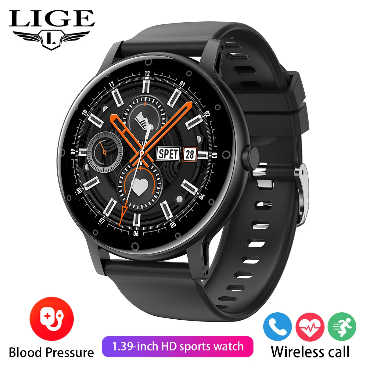 LIGE Bluetooth Call Smart Watch Men Outdoor Sports Fitness Watches Health Monitor Waterproof For Android IOS Smartwatch Women